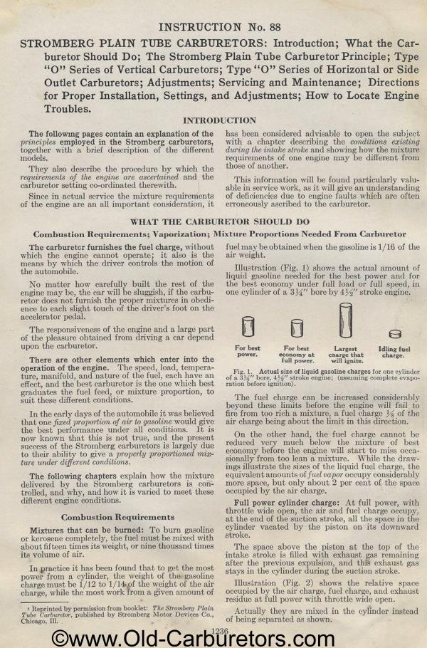 Old Carburetor Manuals Stromberg Plain Tube