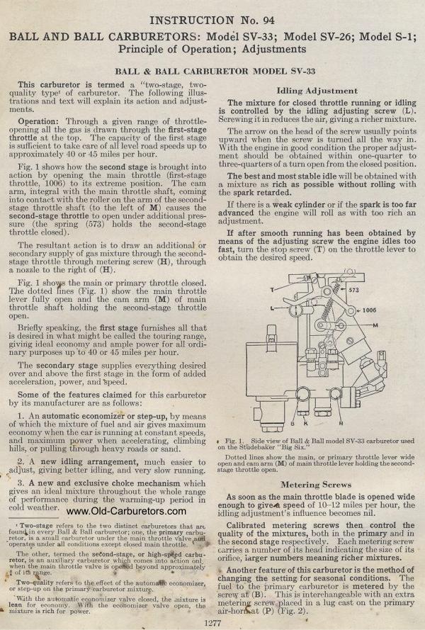 Carburetor Manuals: Ball & Ball