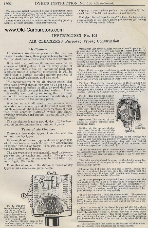 Carburetor Manuals: Air Cleaners