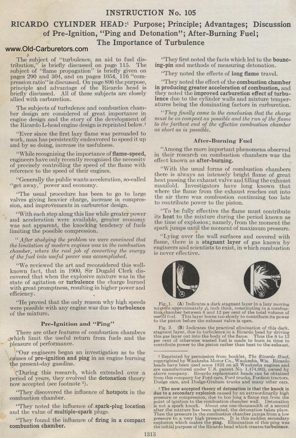 Carburetor Manuals: Ricardo Cylinder Head