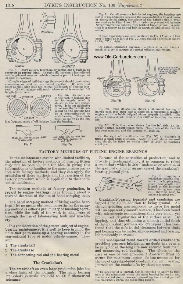 Carburetor Manuals: Engine Bearings