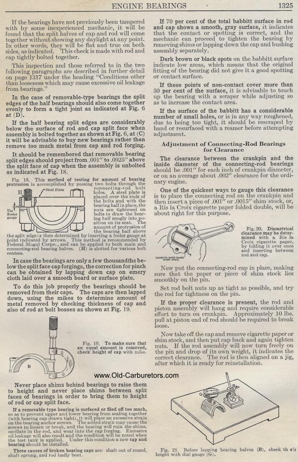 Carburetor Manuals: Engine Bearings