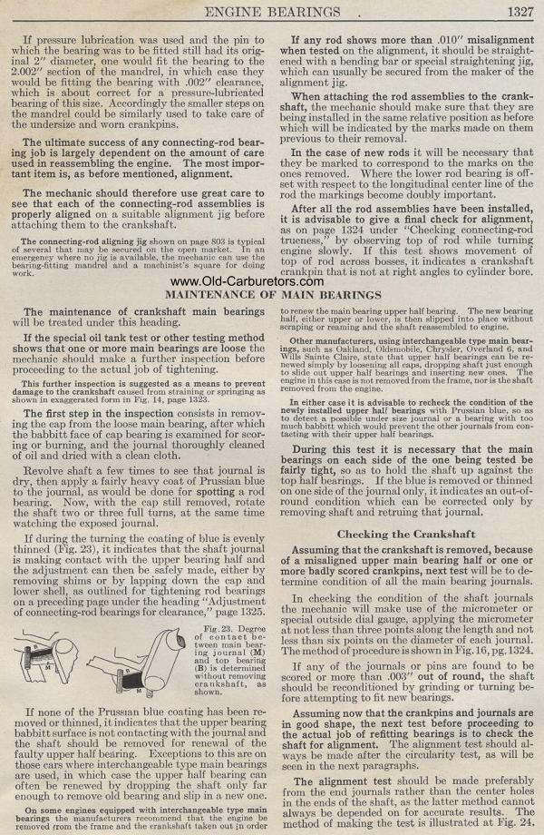 Carburetor Manuals: Engine Bearings